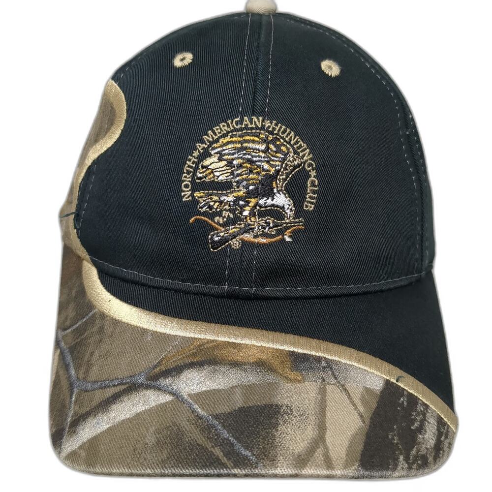 Kudzu Snapback Hat Black Camo One Size North American Hunting Club Eagle Logo